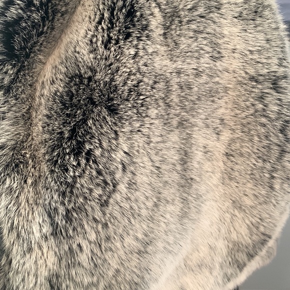 ST. JOHN Designer fur Coat Jacket Leather Wool Rabbit Gray S 4 6 Luxury - Picture 6 of 14